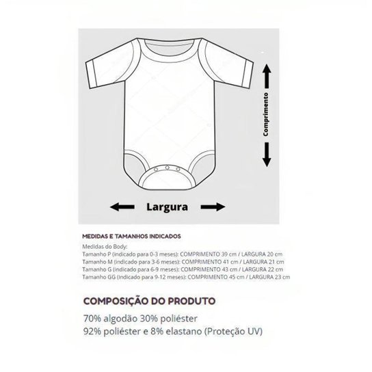 Body Bori Bebê Infantil Cruzeiro Camisa Polo Oficial Licenciado Torcida Baby