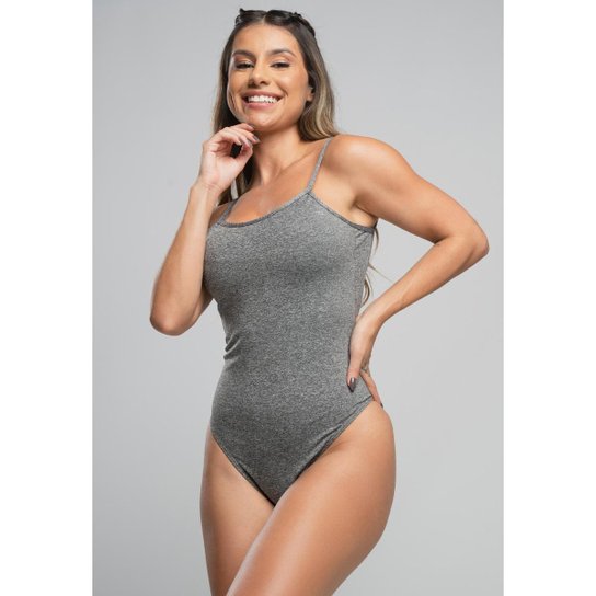 Body Cavado MVB Modas Costa Nua Feminino - Cinza Menor preço em Body Cavado MVB Modas Costa Nua Feminino - Cinza