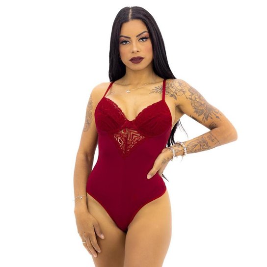 Body Feminino Renda Sem Bojo Le Casual Vermelho - Vermelho Menor preço em Body Feminino Renda Sem Bojo Le Casual Vermelho - Vermelho