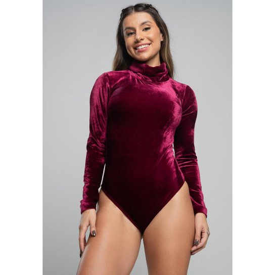 Body Fitness Feminino Veludo Gola Alta Manga Longa Collant Mvb Modas - Vinho Menor preço em Body Fitness Feminino Veludo Gola Alta Manga Longa Collant Mvb Modas - Vinho