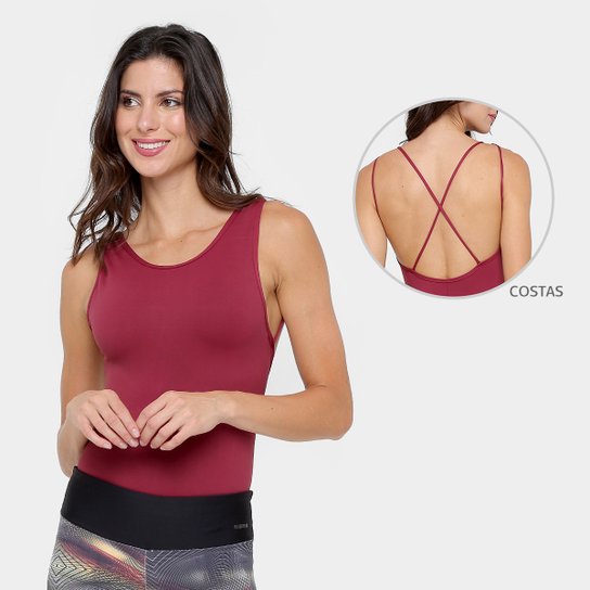 Body Memo Costas Tiras Em X Feminino - Vinho
