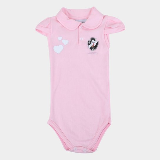 Body Polo Vasco Infantil Torcida Baby - Rosa Menor preço em Body Polo Vasco Infantil Torcida Baby - Rosa