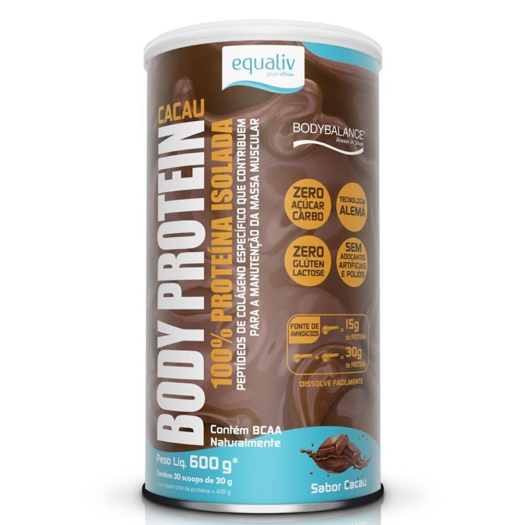 Body Protein Isolado BCAA Cacau 600g - Equaliv