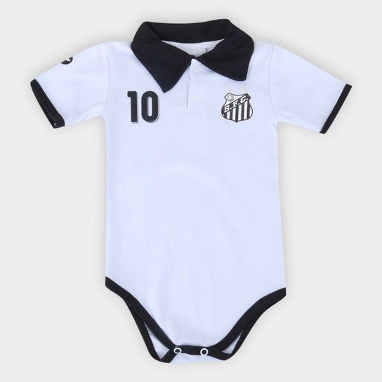Body Santos Infantil Torcida Baby Infantil Polo - Preto+Branco Menor preço em Body Santos Infantil Torcida Baby Infantil Polo - Preto+Branco