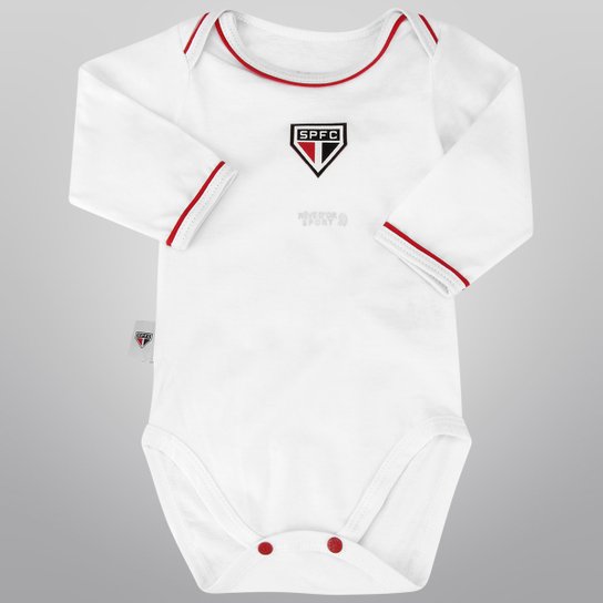 Body São Paulo Infantil Vivos - Branco+Vermelho Menor preço em Body São Paulo Infantil Vivos - Branco+Vermelho