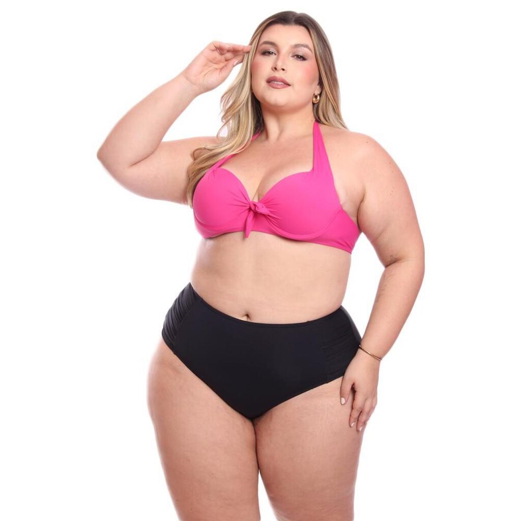 Bojo Plus Size Parte de Cima Biquini Liso Piscina Praia