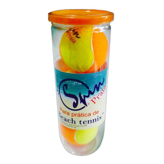 Bola de Beach Tennis Spin Praia com 3 bolas - Amarelo+Laranja