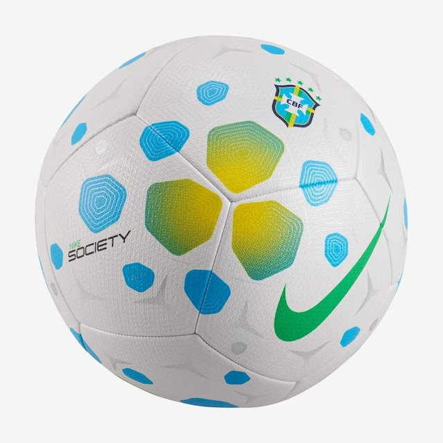 Bola de Futebol Society Brasil Nike Society - Branco+Azul Claro