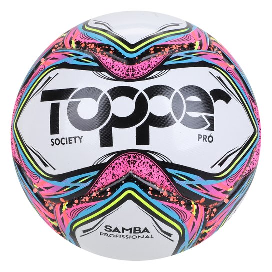 Bola de Futebol Society Topper Samba Pro - Branco+Verde Menor preço em Bola de Futebol Society Topper Samba Pro - Branco+Verde