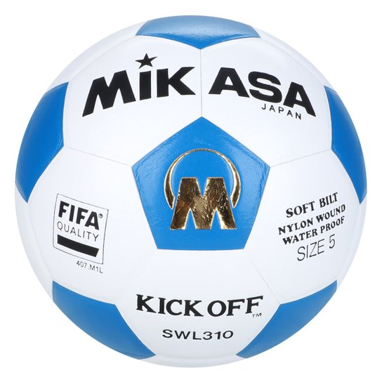 Bola de Futevôlei Mikasa SWL310 - Branco+Azul Menor preço em Bola de Futevôlei Mikasa SWL310 - Branco+Azul