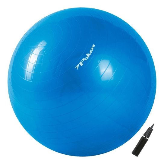 Bola de Pilates Suiça Gym Ball com Bomba de Ar 65cm - Azul Menor preço em Bola de Pilates Suiça Gym Ball com Bomba de Ar 65cm - Azul