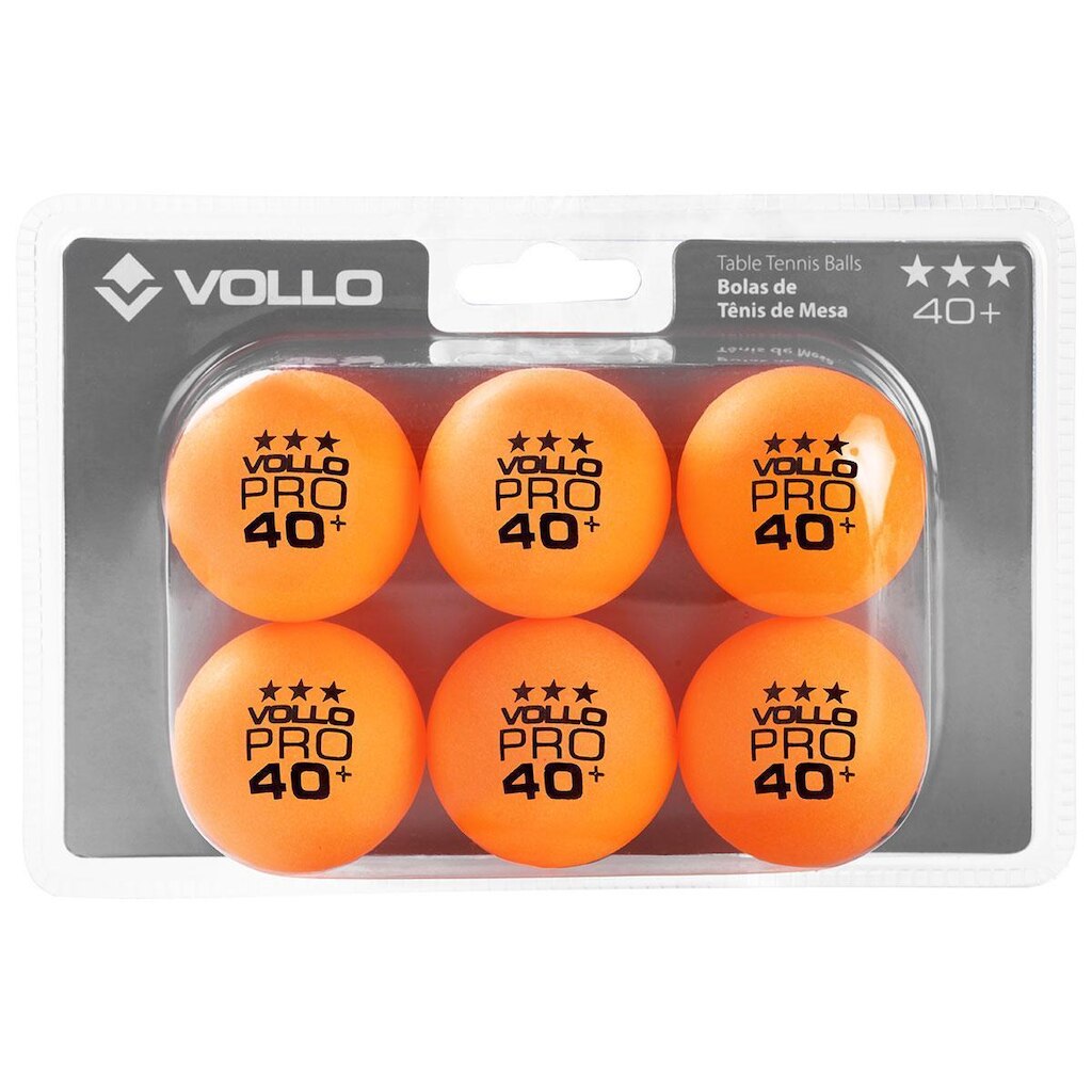 Bola de Tênis de Mesa Ping-Pong Laranja 3 Estrelas 6 Unidades Vollo