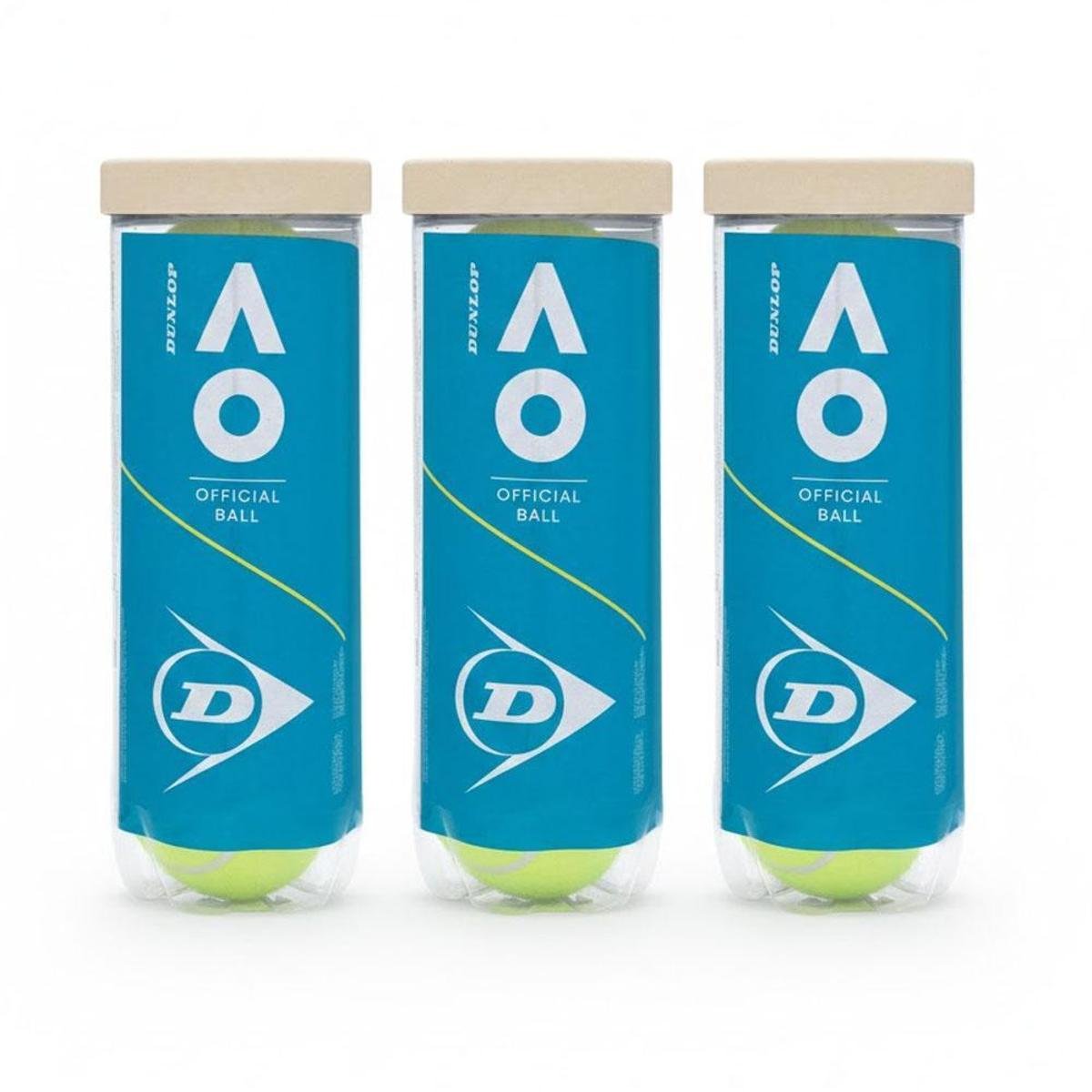 Bola de Tênis Dunlop Australian Open Pack Com 03 Tubos