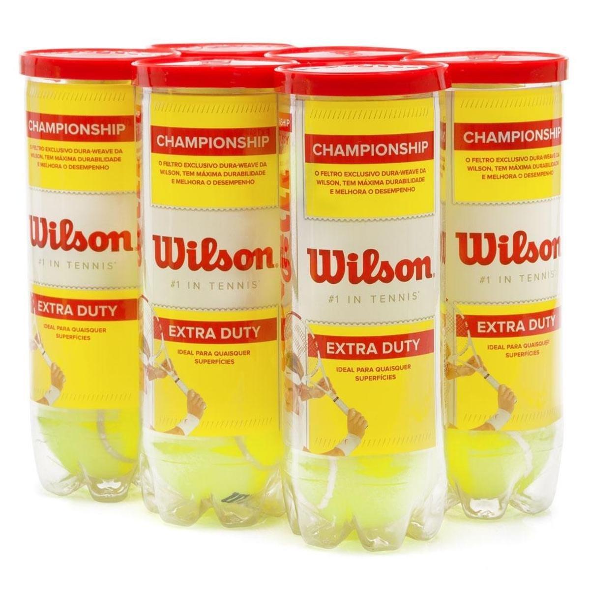 Bola de Tênis Wilson Championship Pack com 6 Tubos Menor preço em Bola de Tênis Wilson Championship Pack com 6 Tubos