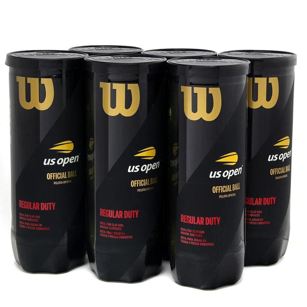 BOLA DE TÊNIS WILSON US OPEN REGULAR DUTY SAIBRO PACK COM 6 TUBOS