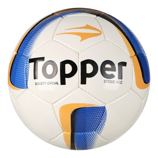 Bola Futebol Society Topper Strike VIII - Branco+Laranja