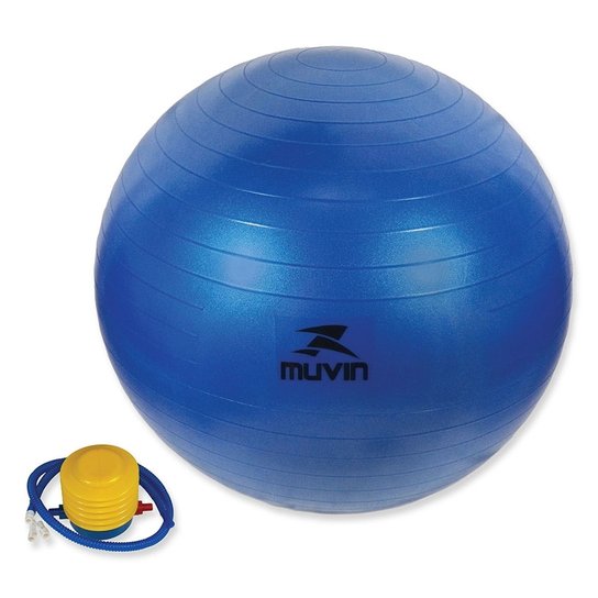 Bola Pilates Fitball Com Bomba Muvin - 85Cm - Azul - Azul