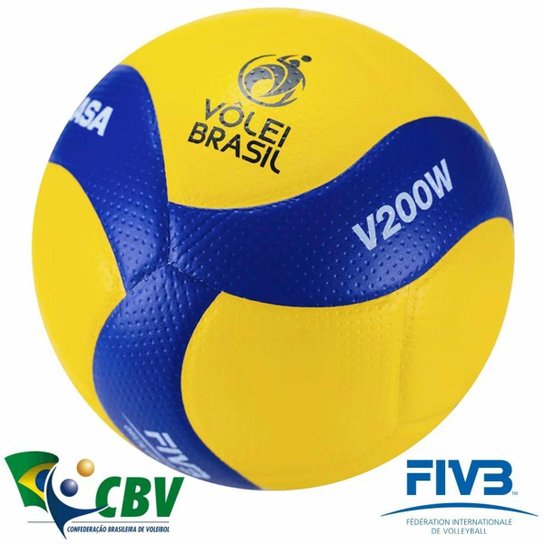 Bola Vôlei Mikasa V200w Aprovada FIVB E CBV Com NF - Amarelo+Azul Menor preço em Bola Vôlei Mikasa V200w Aprovada FIVB E CBV Com NF - Amarelo+Azul