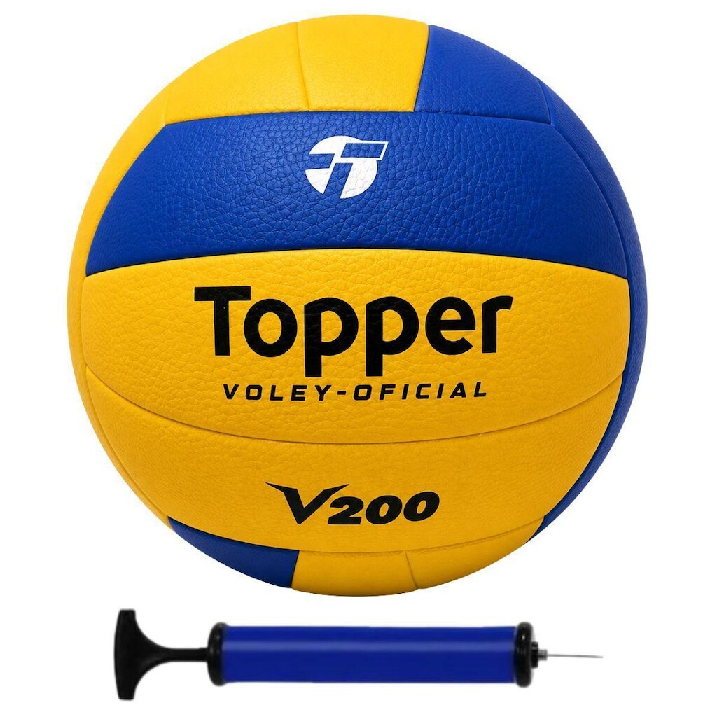 Bola Vôlei Oficial Topper V200 Quadra - Treino e Jogo + Bomba de Ar