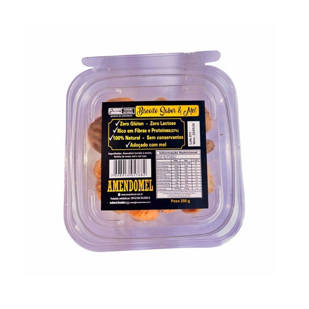 Bolacha Zero Lactose - 250g Mel - Amendomel