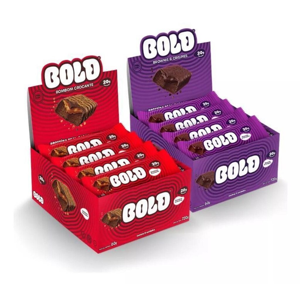 BOLD Snacks barra de proteína - 1 Bombom Crocante + 1 Brownie e Crispies