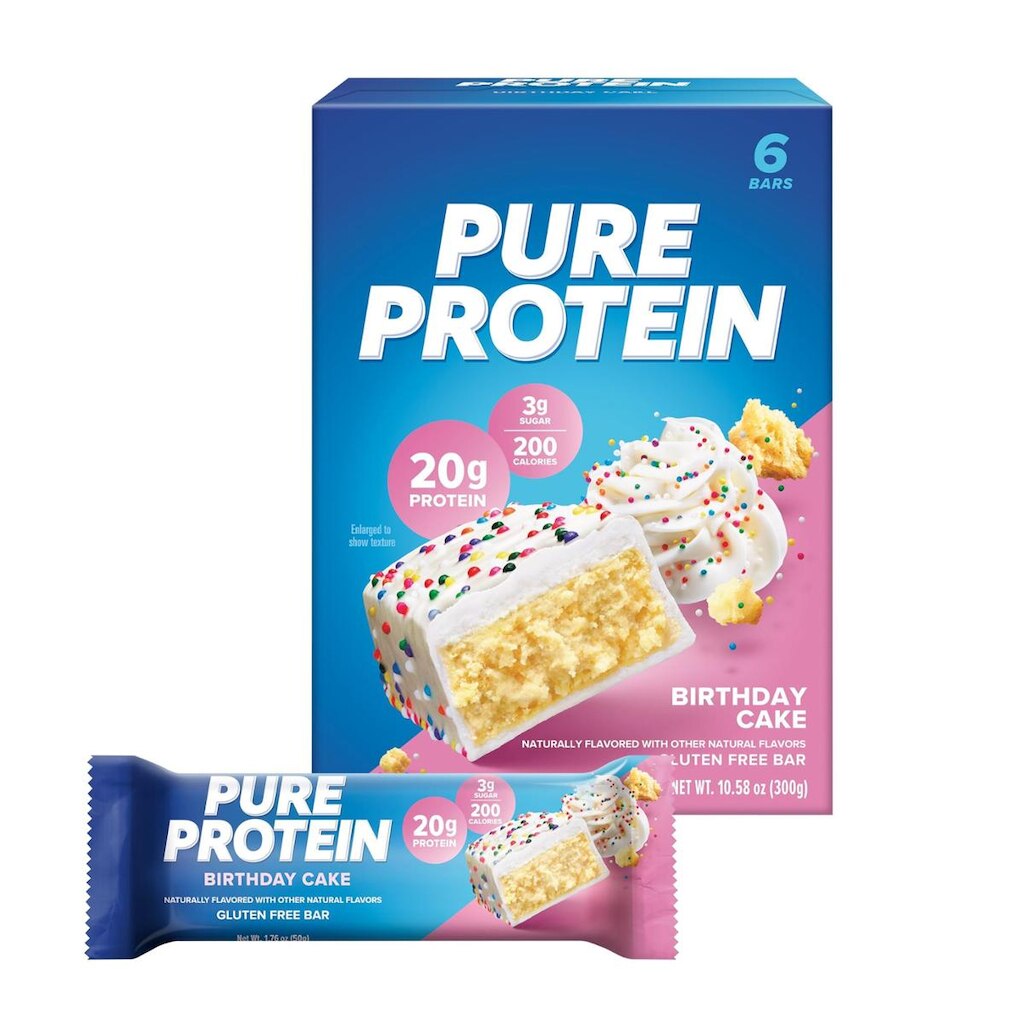 Bolo de aniversário Protein Bars Pure Protein 50g, pacote com 6