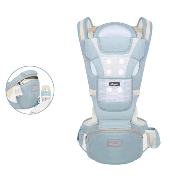 Menor preço em Bolsa Canguru Ergonômico Bebê Mãe Premium 12 Posições 3 Em 1 - Azul