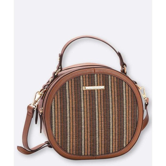 Bolsa Chenson Transversal Listrada Feminina - Marrom Menor preço em Bolsa Chenson Transversal Listrada Feminina - Marrom