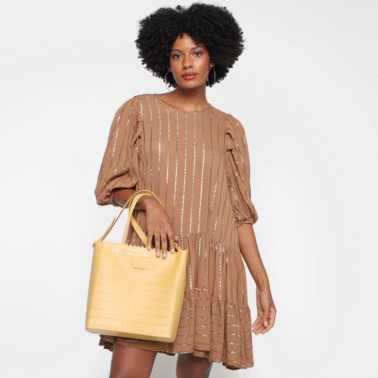Bolsa Colcci Tote Shopper Textura Feminina - Amarelo Menor preço em Bolsa Colcci Tote Shopper Textura Feminina - Amarelo
