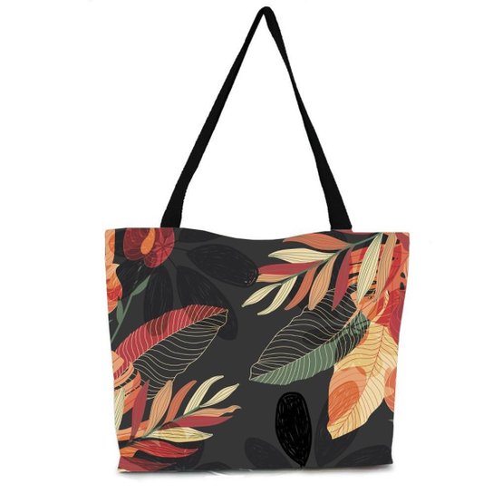 Bolsa Com Estampas Para Praia Feminina Alça de Ombro - Preto Menor preço em Bolsa Com Estampas Para Praia Feminina Alça de Ombro - Preto