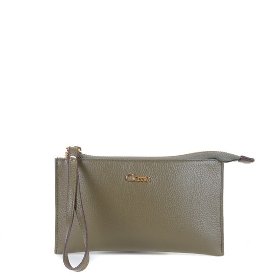 Bolsa Couro Classe Couro Clucth Feminina - Verde Militar Menor preço em Bolsa Couro Classe Couro Clucth Feminina - Verde Militar