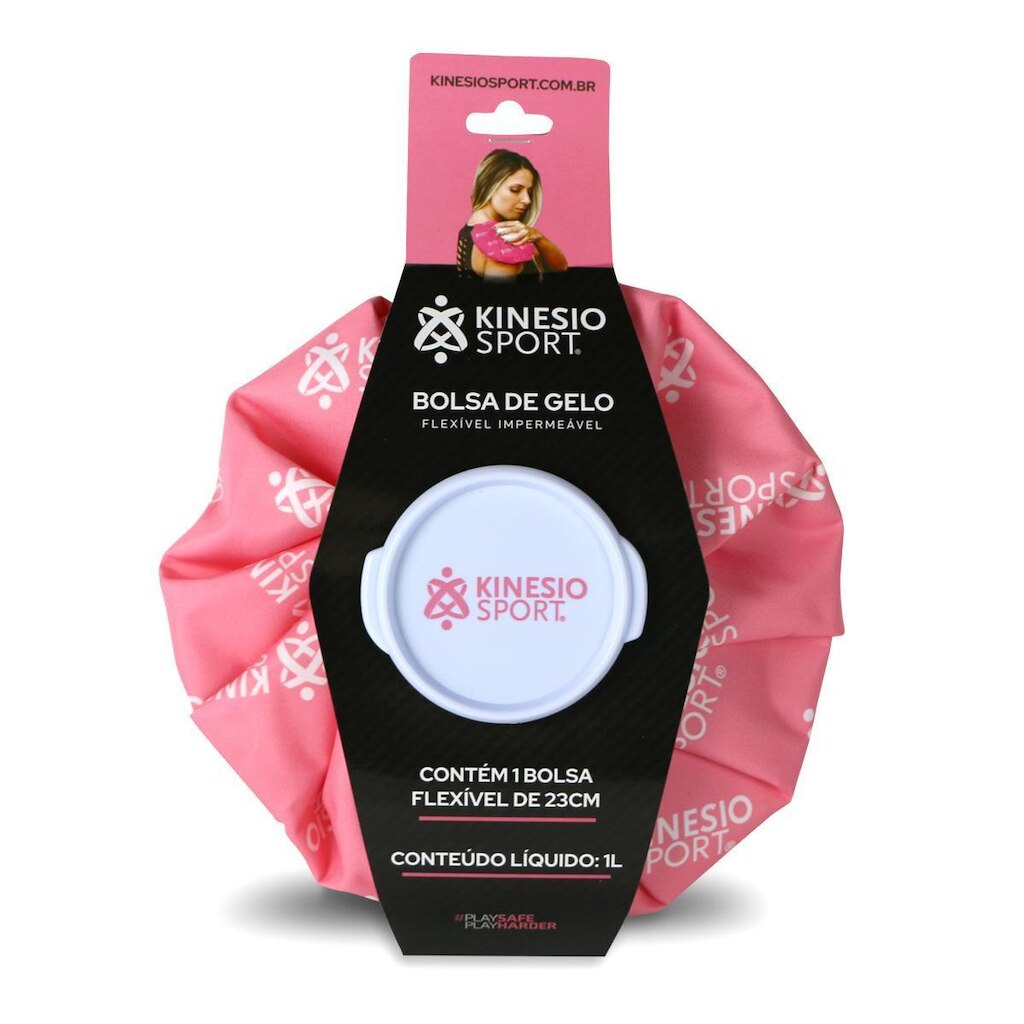 Bolsa de Gelo Flexível Impermeável KinesioSport, ROSA - 23cm