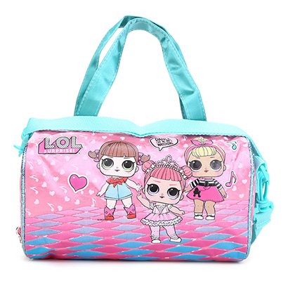 pink fuzzy duffle bolsa