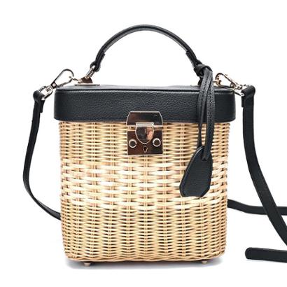 wicker and leather handbolsas