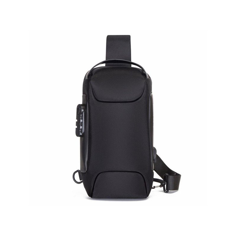 Bolsa de Peito Mochila Transversal Masculina Pequena USB em oferta na Shopee Bolsa de Peito Mochila Transversal Masculina Pequena USB