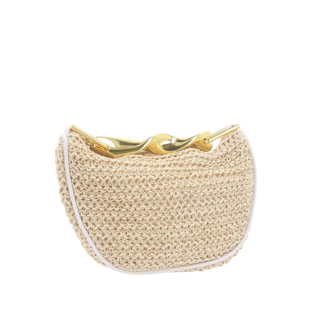 Bolsa em Ráfia – Com Alça Metalizada Dourada