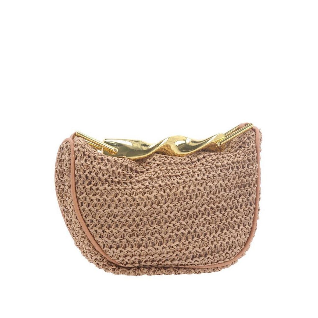 Bolsa em Ráfia – Com Alça Metalizada Dourada