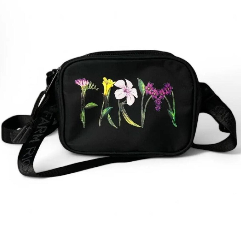 Bolsa Farm CHAMEGO ROMANCE EM FLOR PRETA