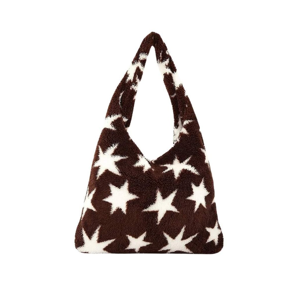 Bolsa Farm Rio Atoalhada Fleece Estrela Marrom
