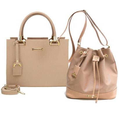 BOLSA FEMININA CASTELO E SACO TRANSVERSAL AMANDA BRAZIL - Nude | Netshoes