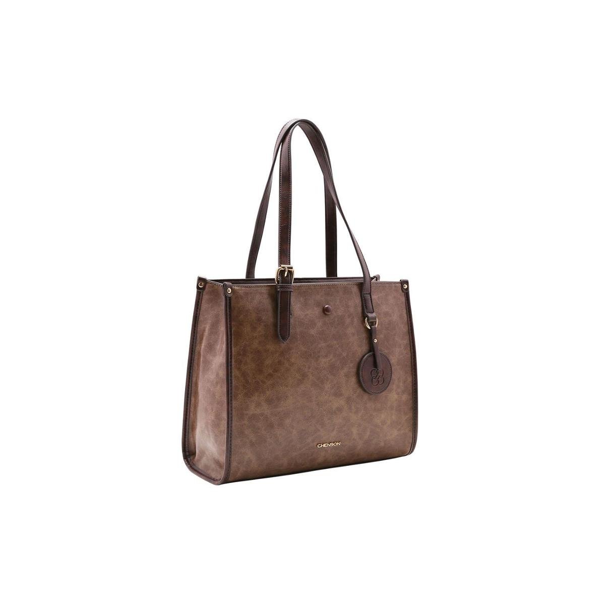 Compre BOLSA SHOPPER CHENSON COM ZÍPER CAFÉ Online