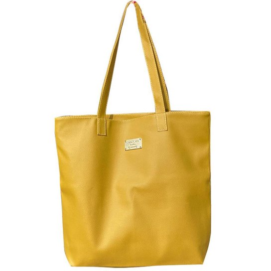 Bolsa Feminina De Ombro Tipo Sacola Grande - Mostarda Menor preço em Bolsa Feminina De Ombro Tipo Sacola Grande - Mostarda