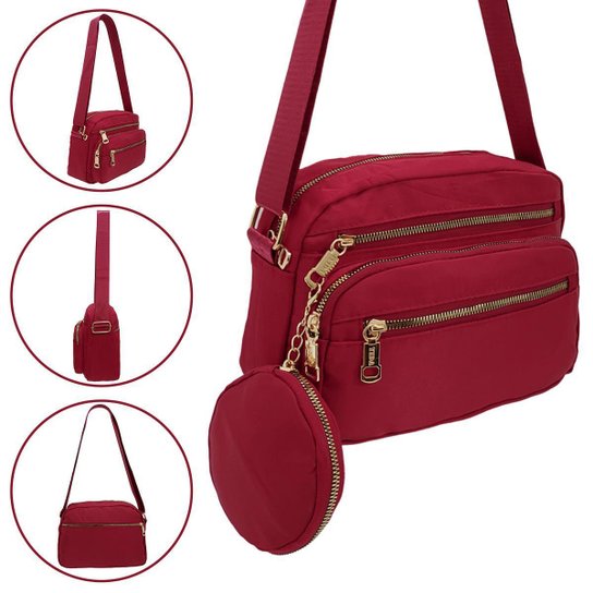 BOLSA FEMININA LEVE TRANSVERSAL TIRACOLO VARIAS DIVISÓRIAS - Vermelho Menor preço em BOLSA FEMININA LEVE TRANSVERSAL TIRACOLO VARIAS DIVISÓRIAS - Vermelho