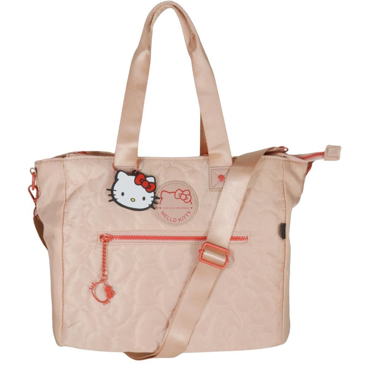 kitty　7月 Bolsa Hello Kitty Semax Grande Duas Alças Chaveiro HK26021 - Nude