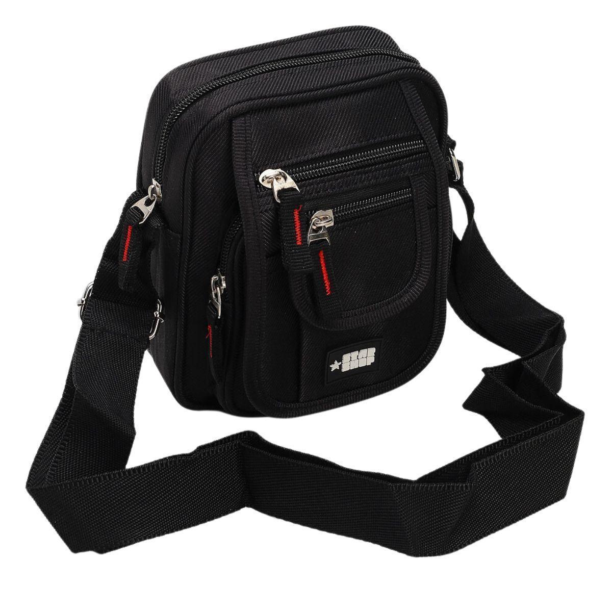 Bolsa Masculina Shoulder Bag Transversal Masculina de Lado - Preto ...