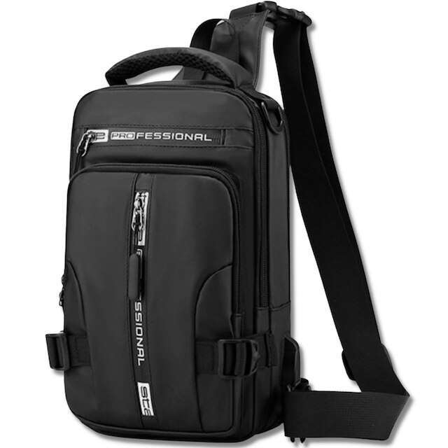 Bolsa Masculina Transversal Crossbody Média com Tiracolo e Entrada USB ...