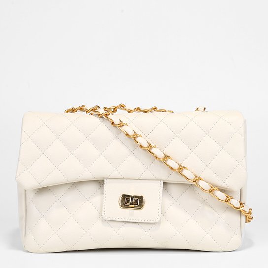 Bolsa PIEN Matelassê Média Feminina - Off White Menor preço em Bolsa PIEN Matelassê Média Feminina - Off White