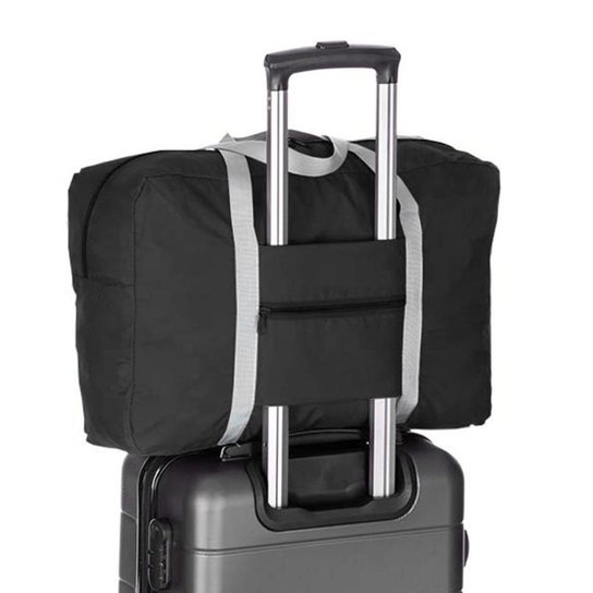 Menor preço em Bolsa Sacola de Viagem Dobrável Ultra Slim Encaixe Para Mala Prática Dia a Dia Academia Treino Fit - Preto