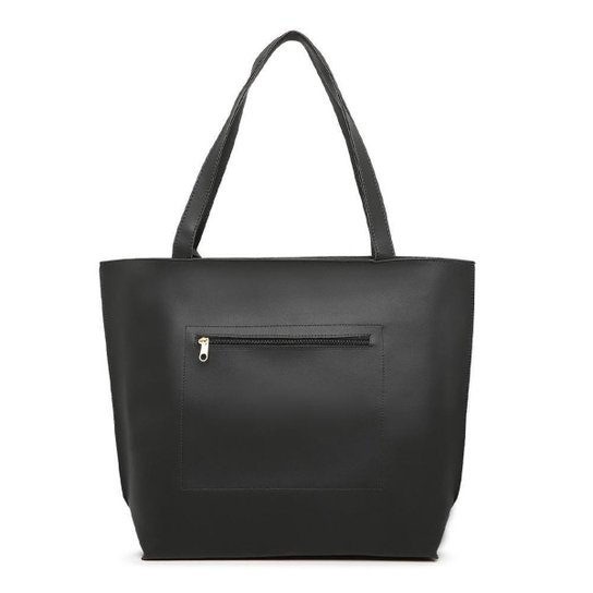 Bolsa Sacola Feminina Casual Ombro Braço com Fecho - Preto Menor preço em Bolsa Sacola Feminina Casual Ombro Braço com Fecho - Preto