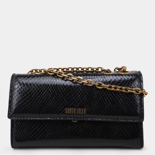 Bolsa Santa Lolla Croco Transversal Feminina - Preto Menor preço em Bolsa Santa Lolla Croco Transversal Feminina - Preto